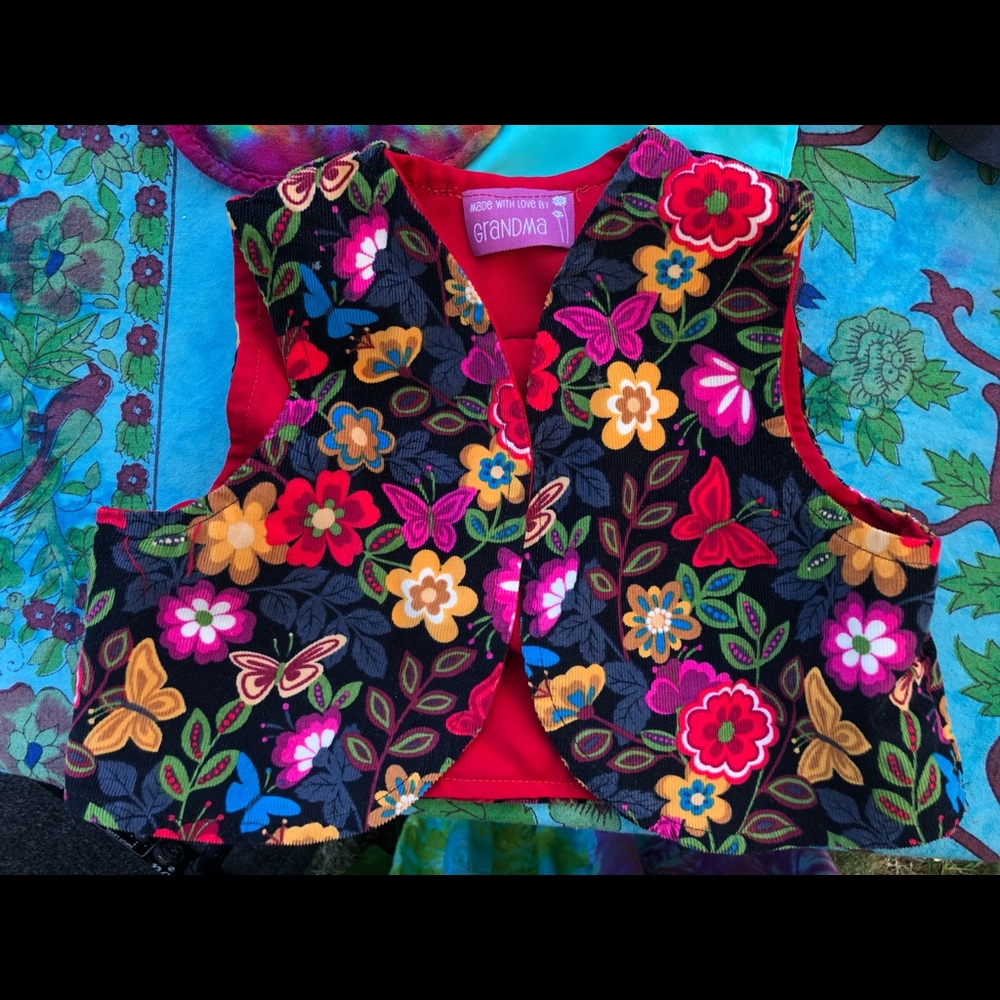Vintage toddler vest. Hendrix patch on the back